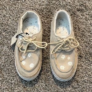 next Beige Suede Daisy Lace-Up Kids Boat Shoes